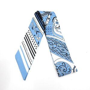 Hermes Twilly Scarf Festival Des Amazones Silk Blue White